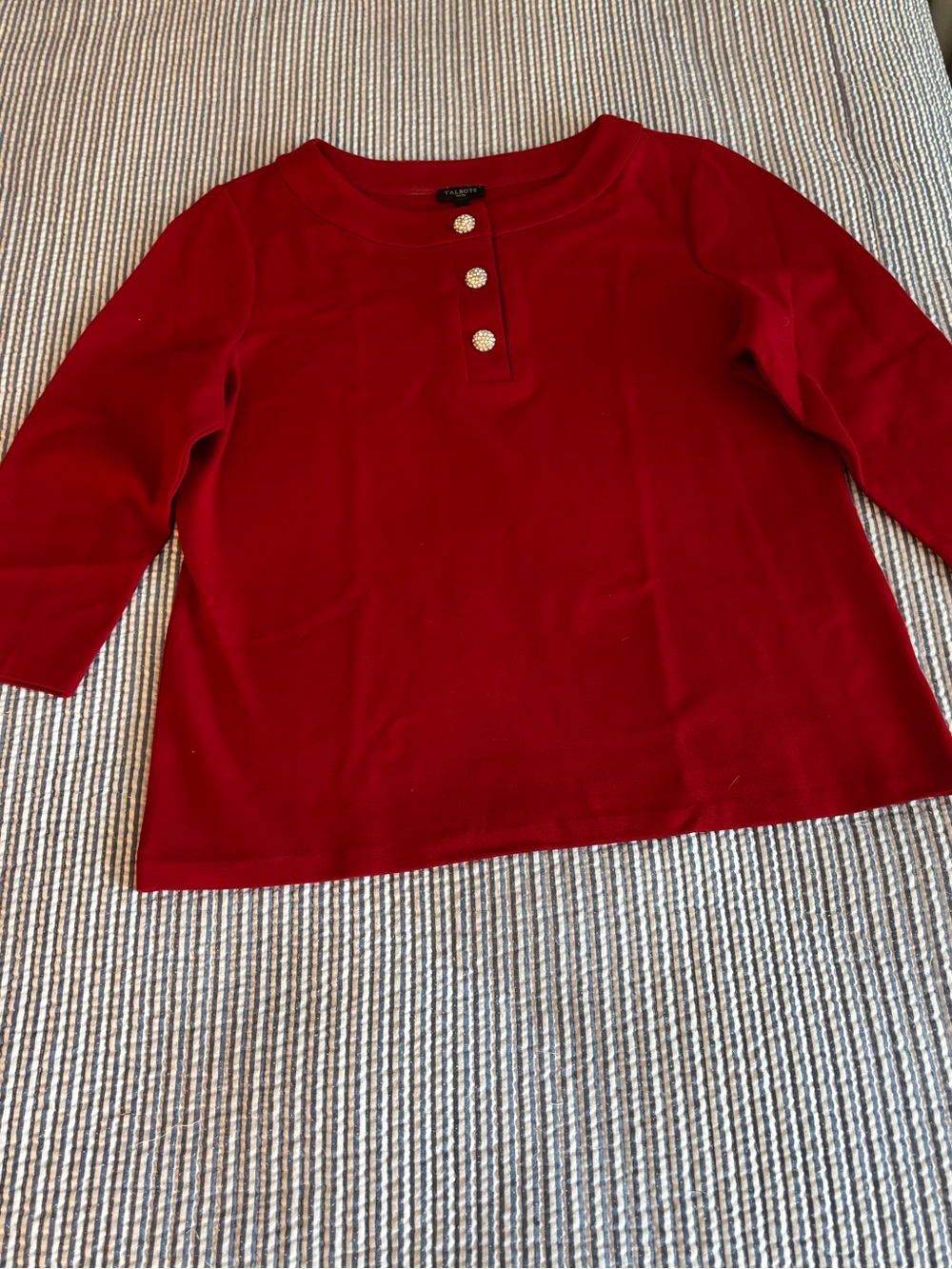 Beautiful red top with rhinestone buttons